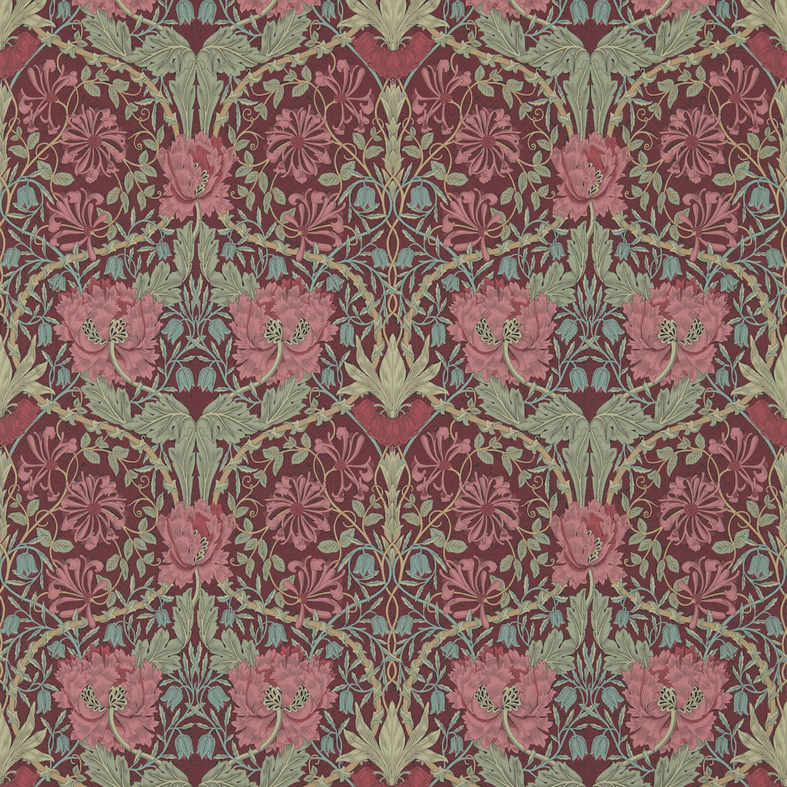 Honeysuckle & Tulip Burgundy/Sage